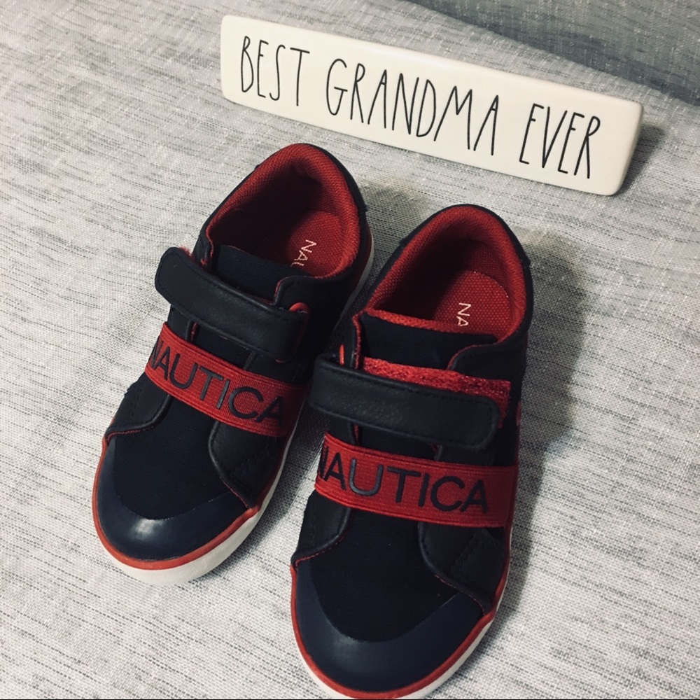 Nautica Boys Red and Blue Velcro closure sneakers